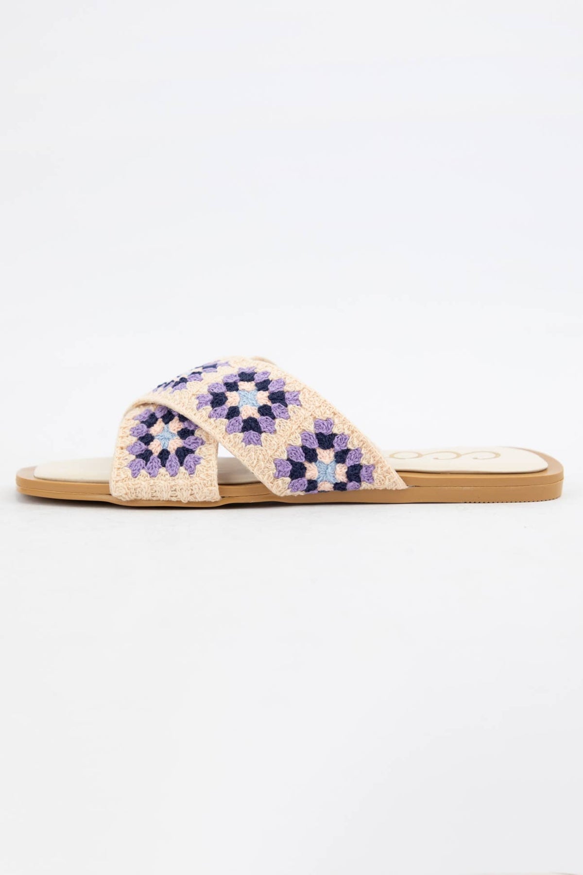HAYDEN Crochet Granny Square Cross Strap Flat Sandals