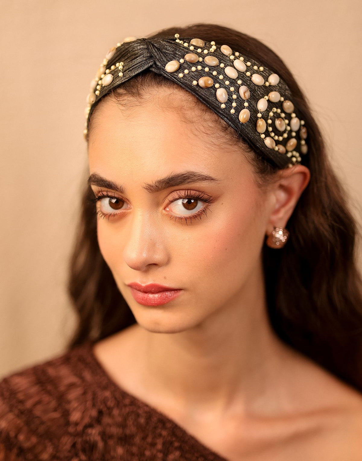 Onyx Pearl Garden Turban Headband