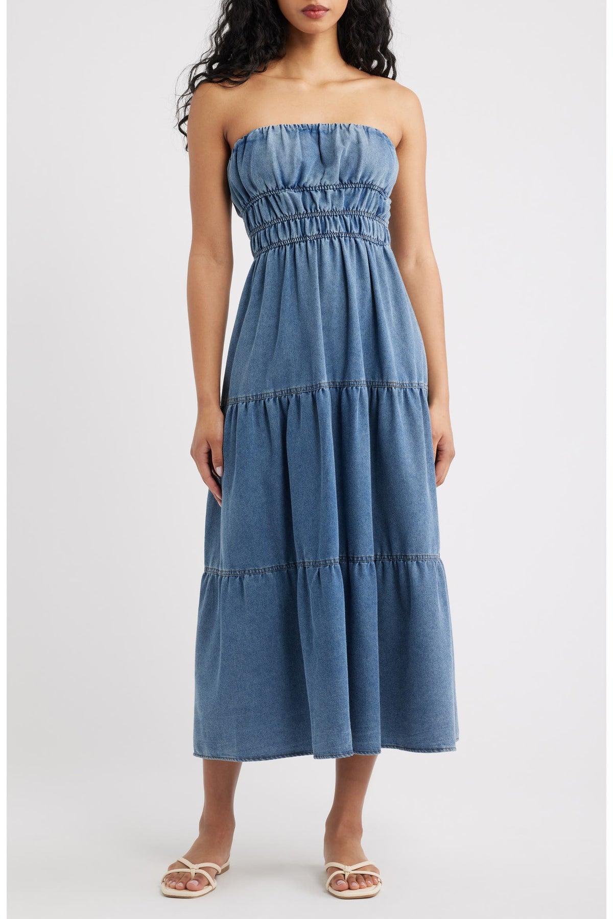Nova Strapless Denim Dress