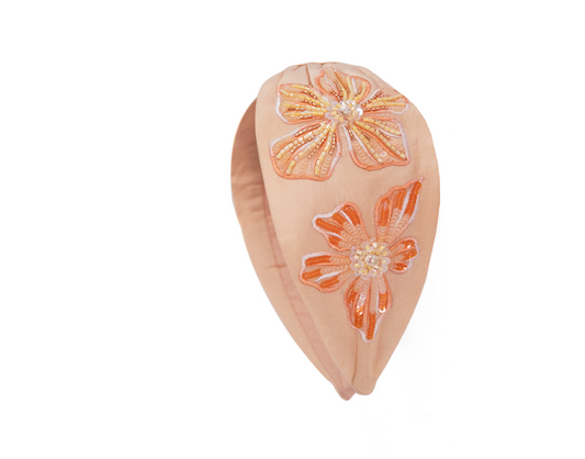 Peach Blossom Outline Embellished Headband