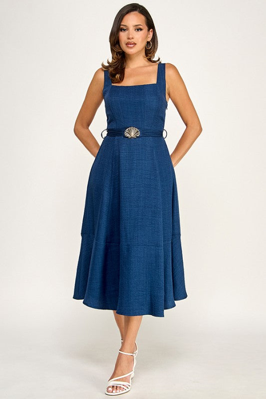 Seaside Stroll Belted Midi