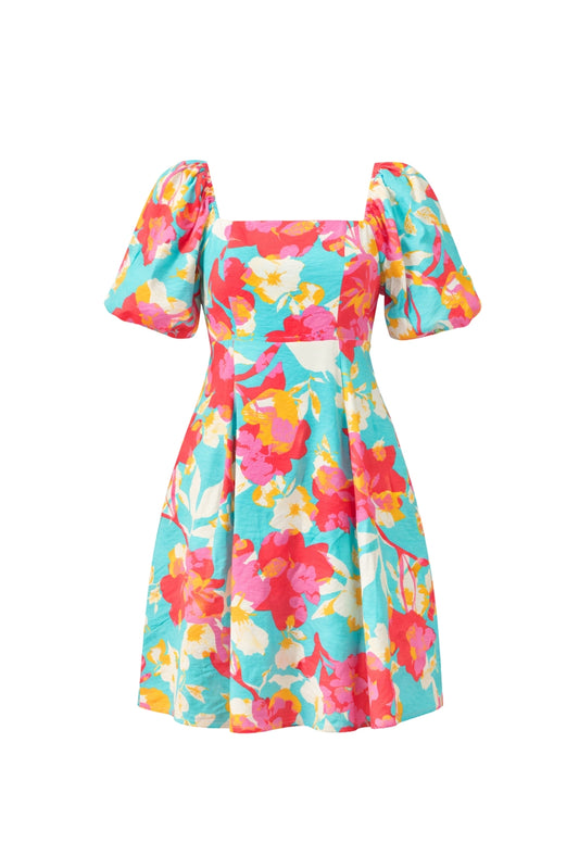 Floral Print Puff Sleeve Dress
