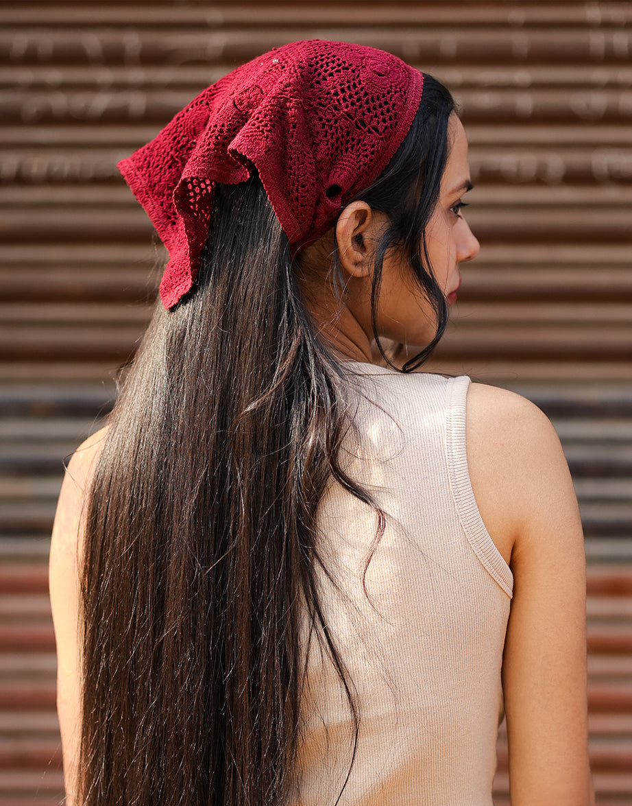 Merlot Crochet Headscarf