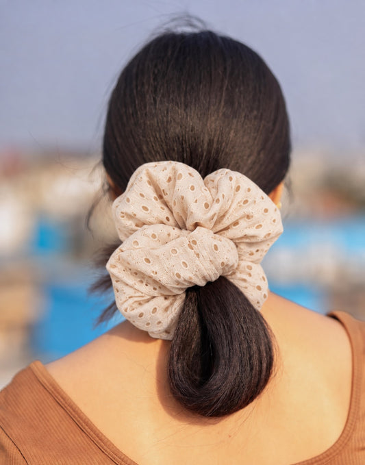 Ivory Eyelet Scrunchie