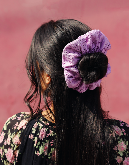 Lilac Eyelet Scrunchie