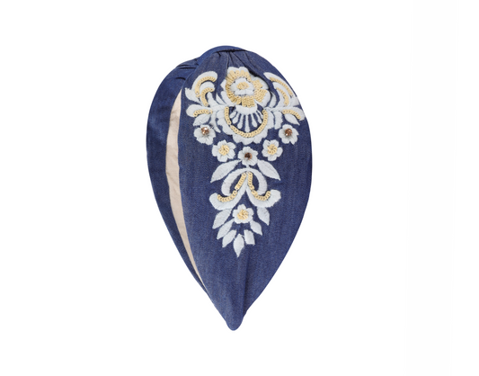 Indigo Ivory Fleur Embellished Headband