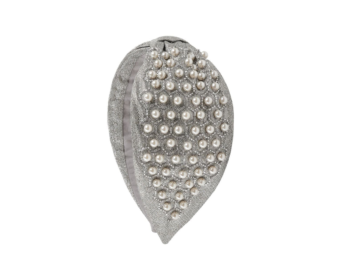 Silver Pearl Cascade Embellished Headband