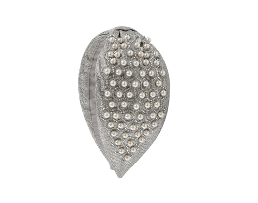 Silver Pearl Cascade Embellished Headband