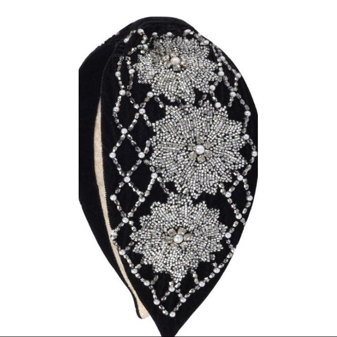 Noir Crystal Lace Embellished Headband
