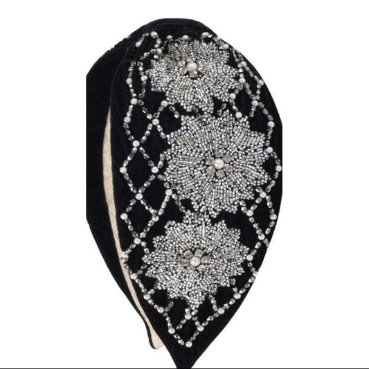 Noir Crystal Lace Embellished Headband
