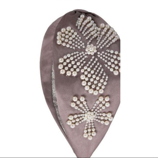 Pewter Pearl Floral Embellished Headband