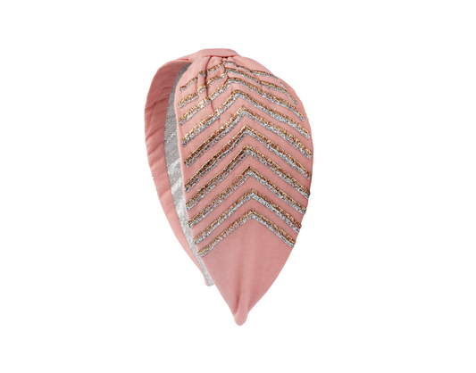 Blush Beaded Chevron Embellished Headband