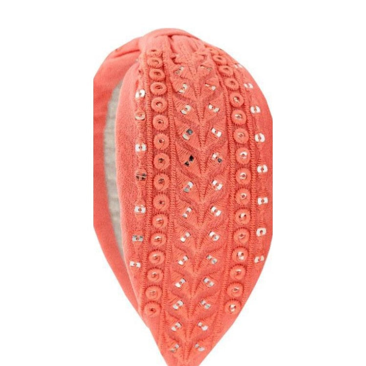 Coral Eyelet Embellished Headband