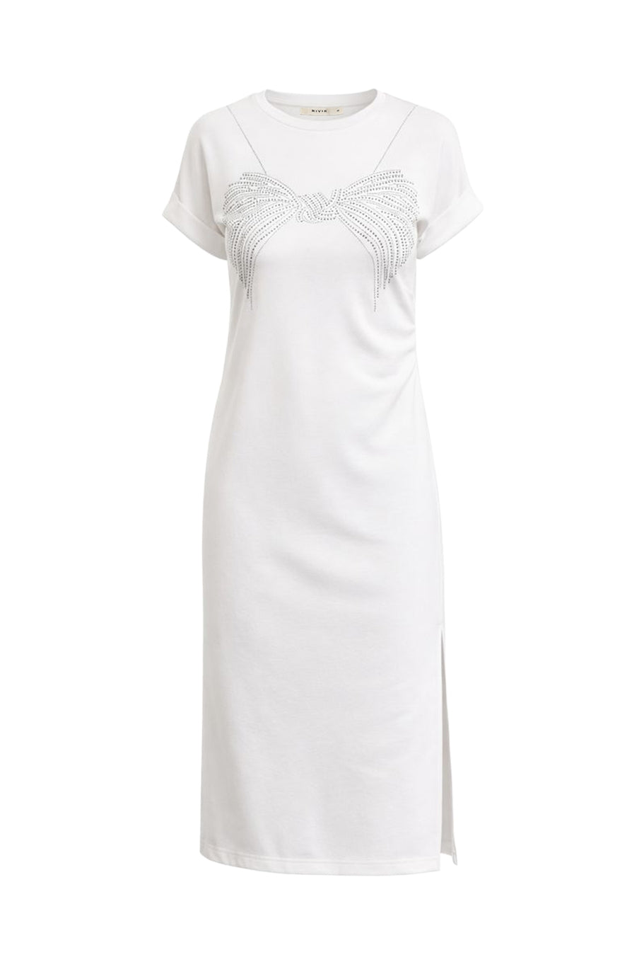 Knit Short Sleeve Dress with Crystal Bow