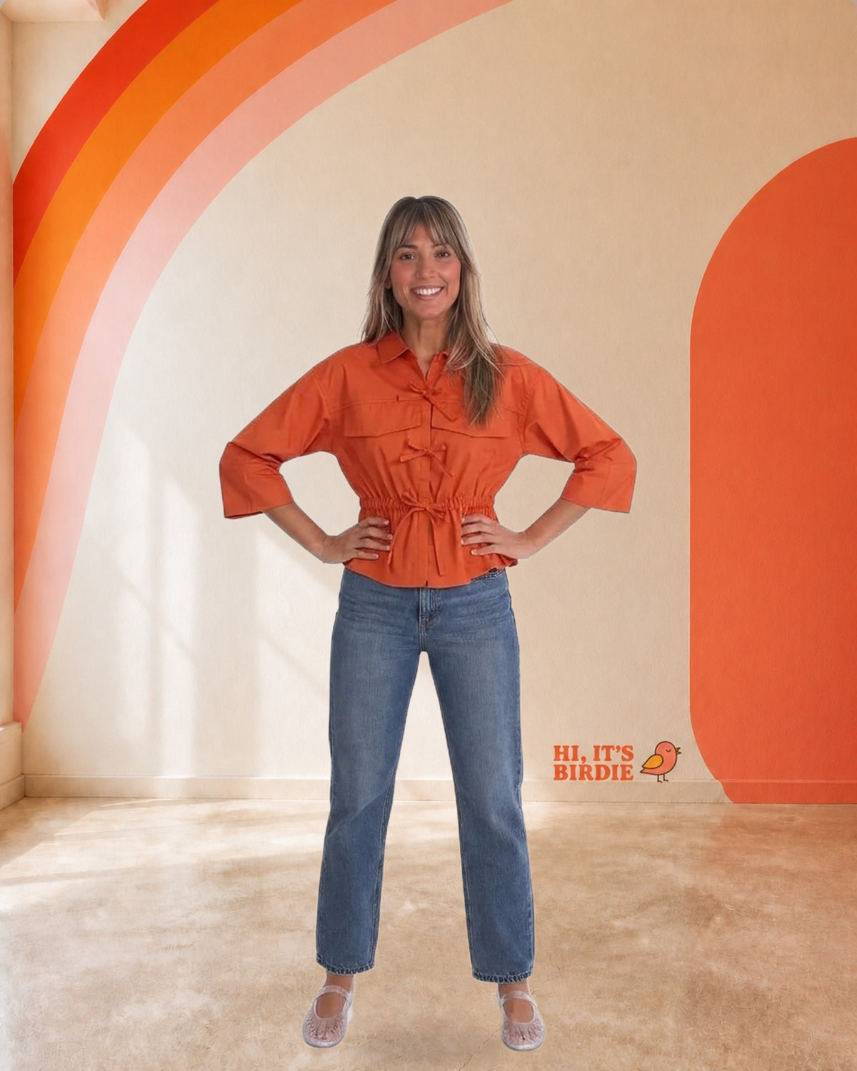 Burnt Orange Cropped Utility Shirt