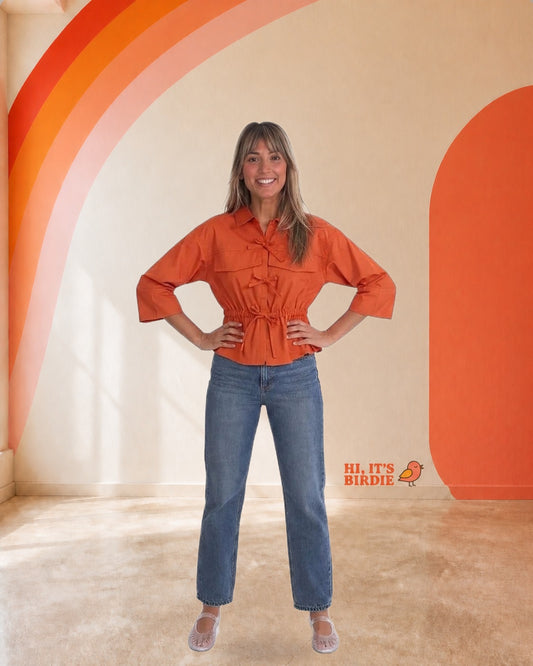 Burnt Orange Cropped Utility Shirt