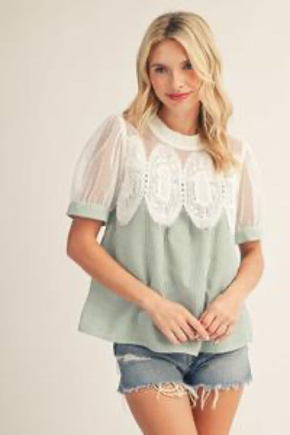 Garden Party Lace-Yoke Top