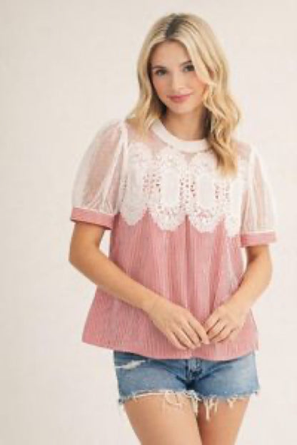 Garden Party Lace-Yoke Top