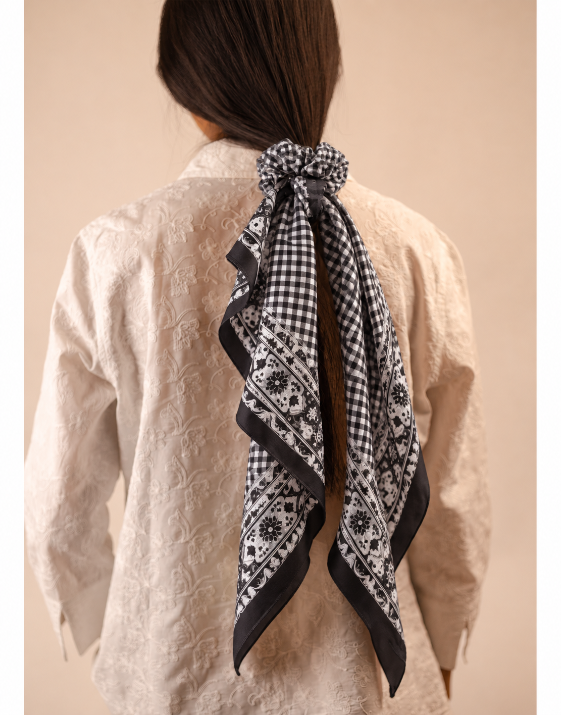 Gingham Scarf and Scrunchie Set